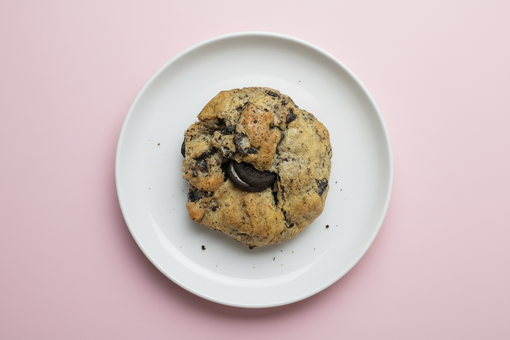 Cookies n´Cream:    Galleta con trozos de oreo, chips de chocolate semiamargo y rellena de cheesecake.
